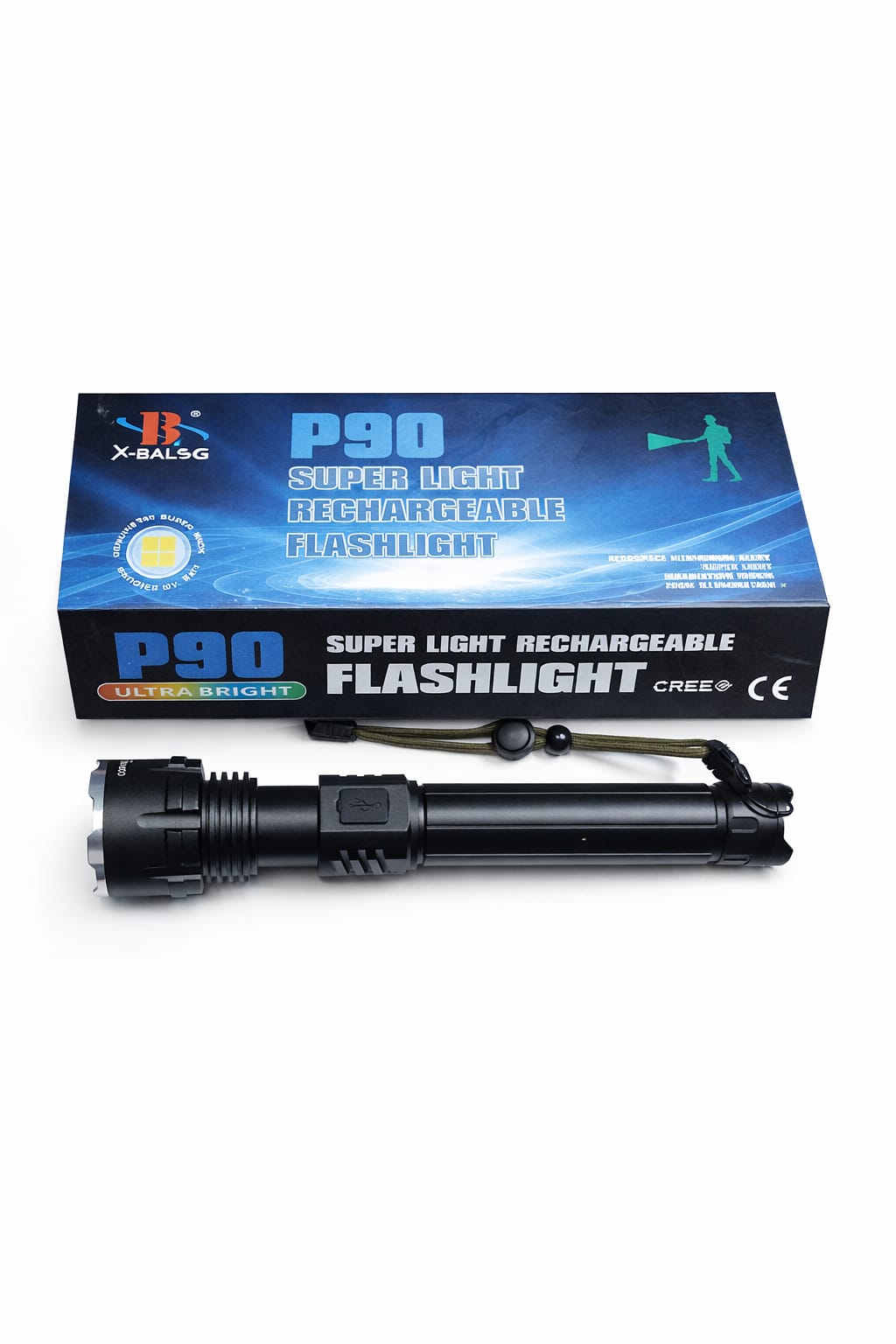 Ultrahelle P90 LED-Taschenlampe wiederaufladbar